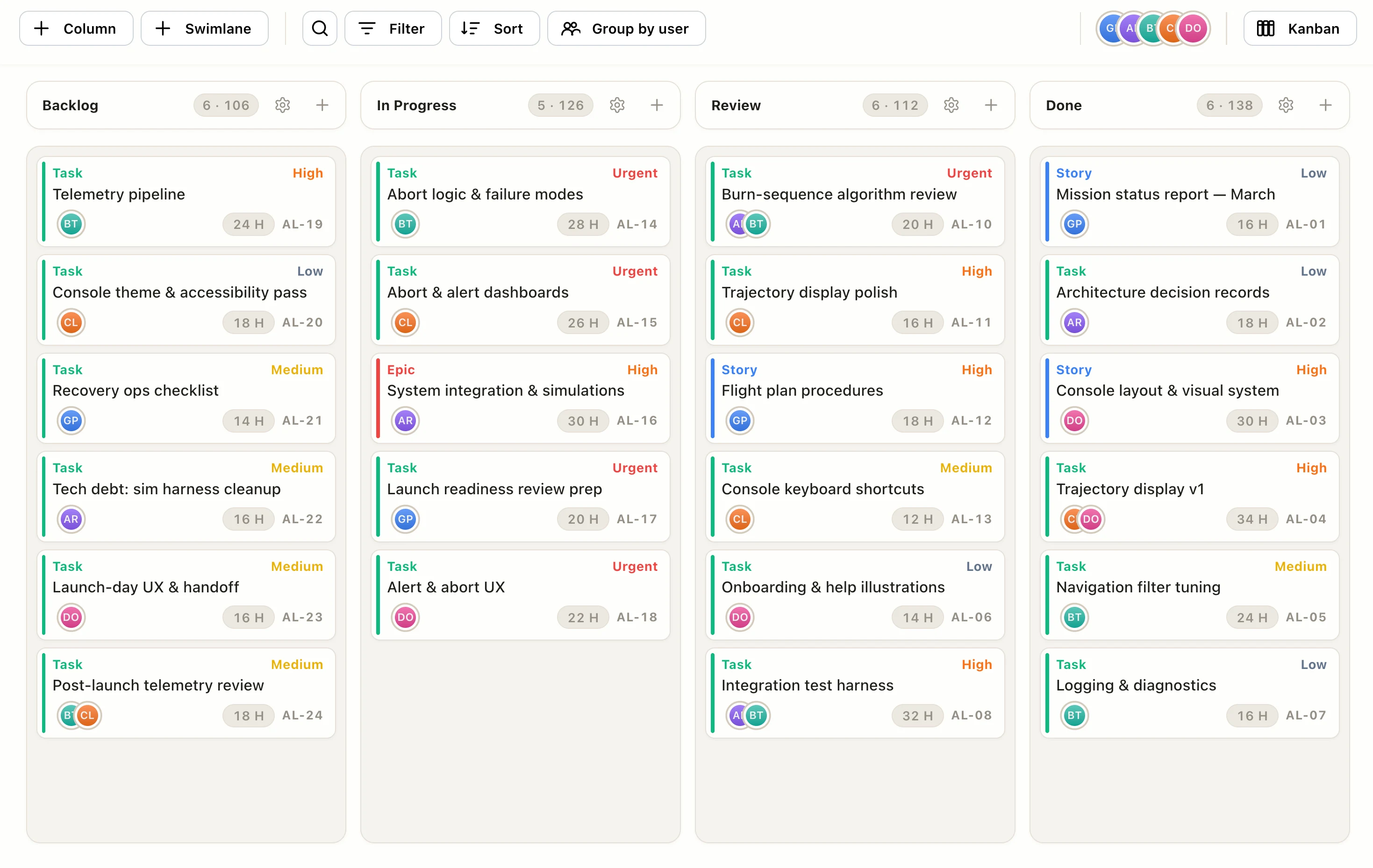 EverGantt Kanban board